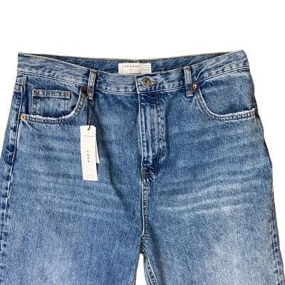 Topshop 12 Cropped Wide Leg Jeans NWT Light Distress - Picture 3 of 6